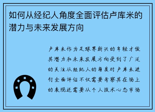 如何从经纪人角度全面评估卢库米的潜力与未来发展方向